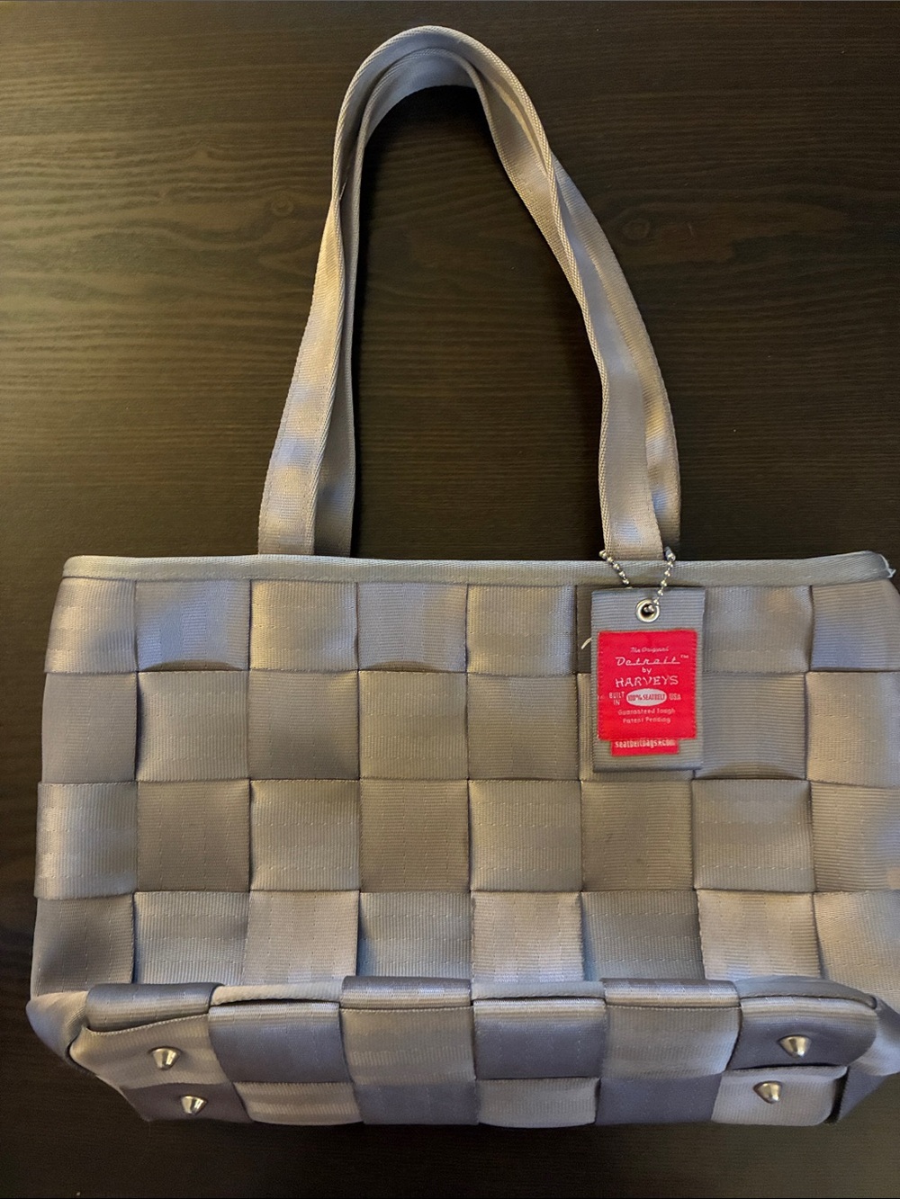 Woven Satin Tote Bag in Light Gray - Harvey’s